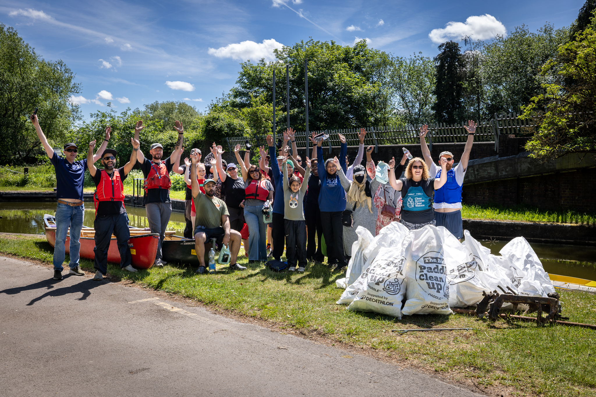 Volunteers during the Big Paddle Cleanup, real-people brand imagery for Decathlon UK